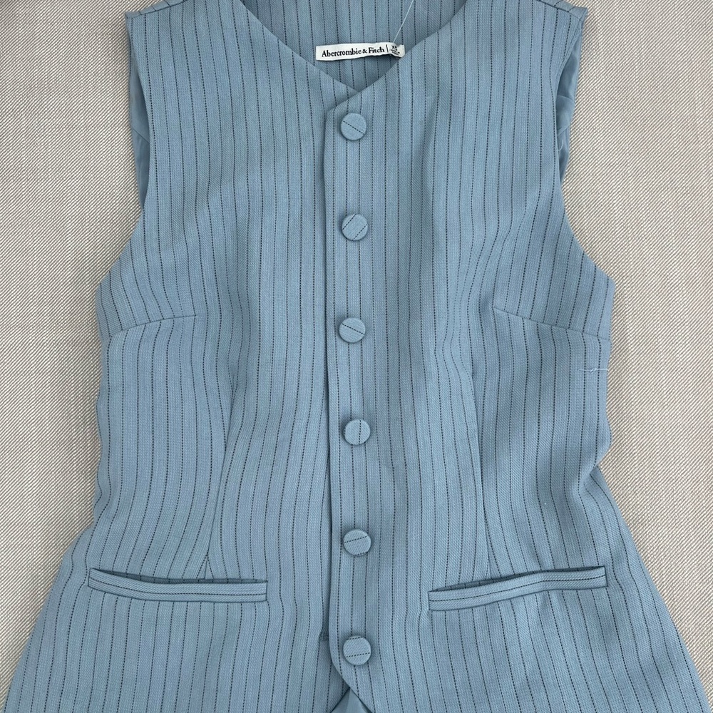 Abercrombie & Fitch Slate Blue Striped Vest